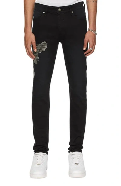 Ksubi Van Winkle Replica Studded Eagle Skinny Jeans In Black