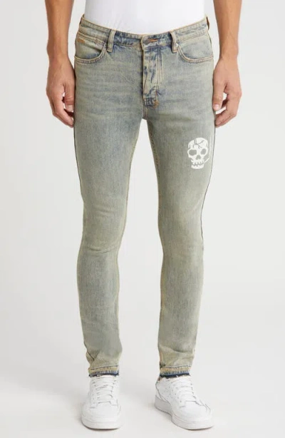 Ksubi Van Winkle Stagelight Skull Release Hem Skinny Jeans In Denim