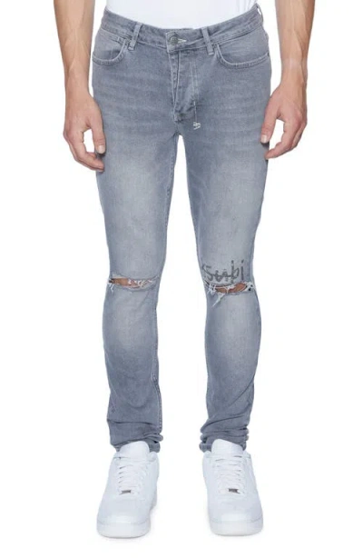 Ksubi Van Winkle Thrifted Ripped Skinny Jeans In Grey