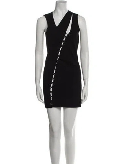 Pre-owned Ksubi V-neck Mini Dress In Black