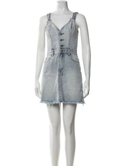 Pre-owned Ksubi V-neck Mini Dress In Blue