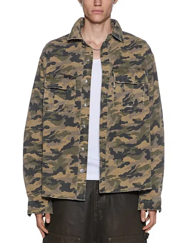 Ksubi Vulture Camo Long Sleeve Button Front Shirt In Green
