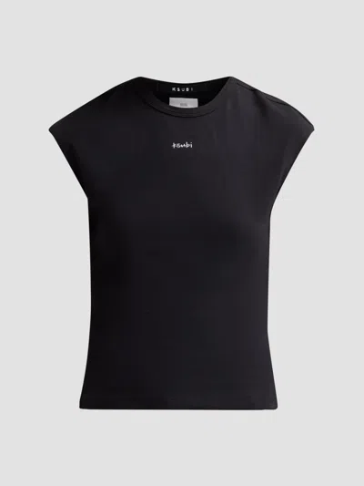 Ksubi Women's Higher Than Heaven Rivet Staple Logo Cap-sleeve T-shirt In Black