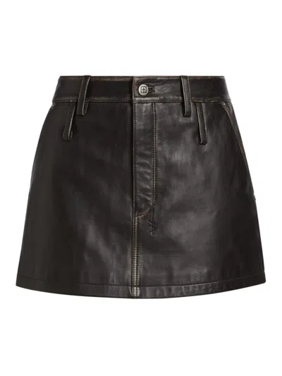 Ksubi Women's Low Rider Leather Mini Skirt In Black