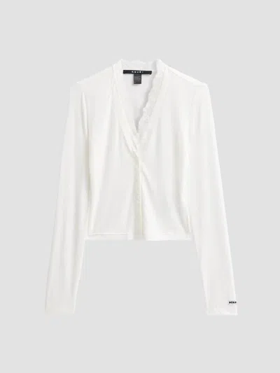 Ksubi Women's Mira Fitted Lace-trim Long-sleeve Top In White
