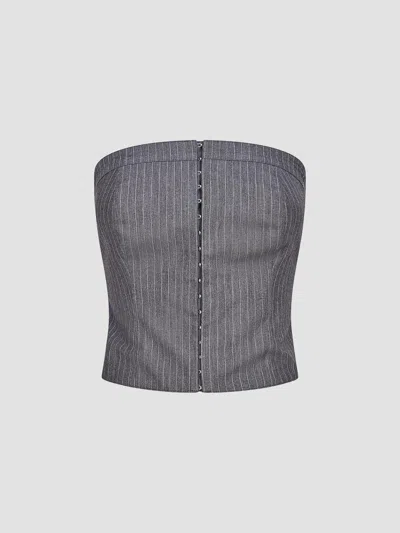 Ksubi Women's Mondrian Pinstripe Bustier Top In Grey