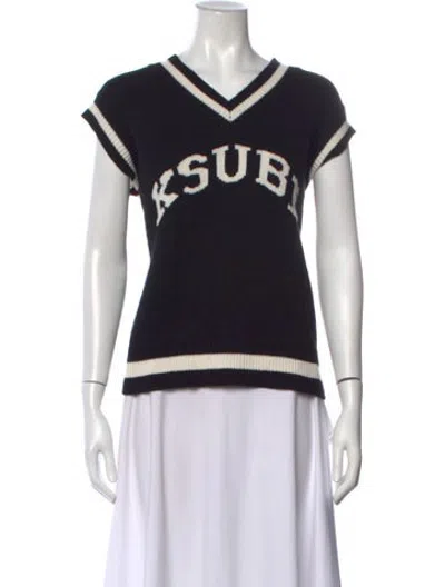 Pre-owned Ksubi Wool Graphic Print Sweater In Black