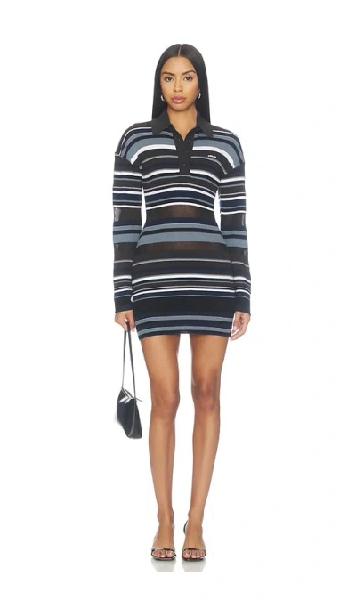 Ksubi X Revolve Tamrin Knitted Long Sleeve Polo Dress In Grey