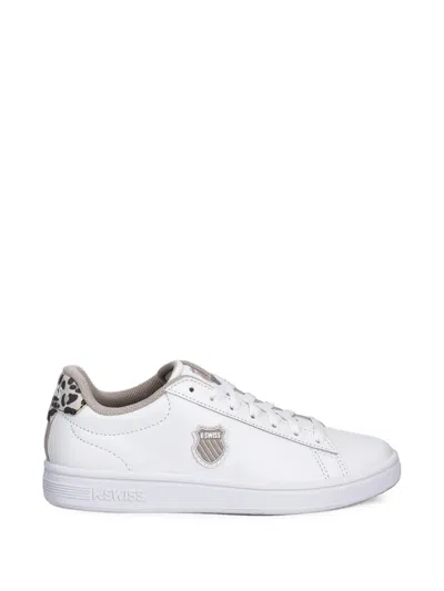 K-swiss Court Shield Ii Leopard-print Panelled Sneakers In White