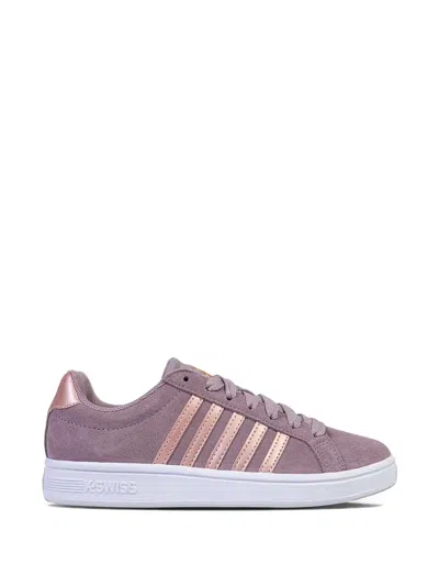 K-swiss Court Tiebreak Suede Stripe-detail Low-top Sneakers In Purple
