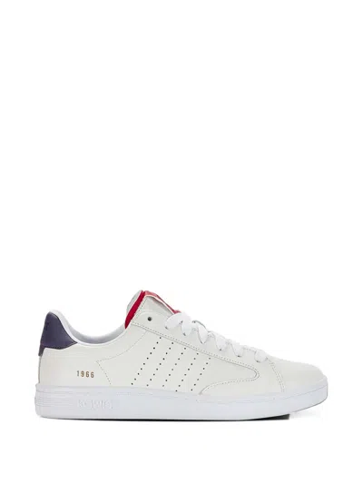 K-swiss Perforated-logo Leather Sneakers In White