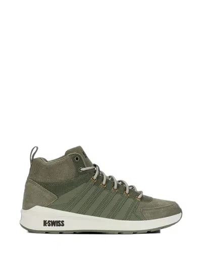 K-swiss Suede-panelled High-top Sneakers In Green