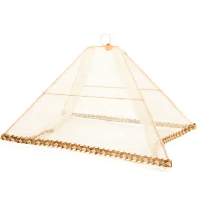 Kubo Buri Abaca Foldable Food Cover With Palm Leaf Trim In Pink