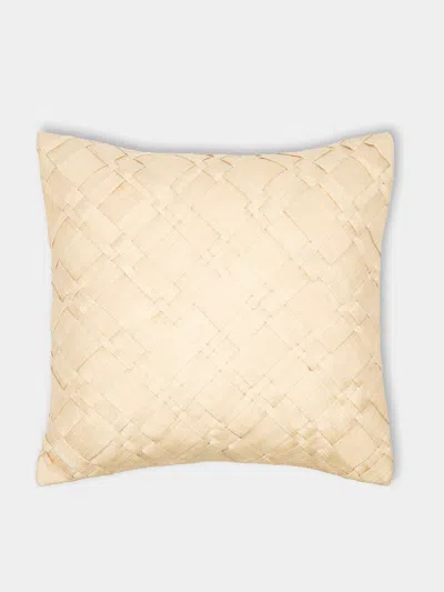 Kubo Curated Pandan Weave Palm Cushion  Abask Luxury Gift In Neutral