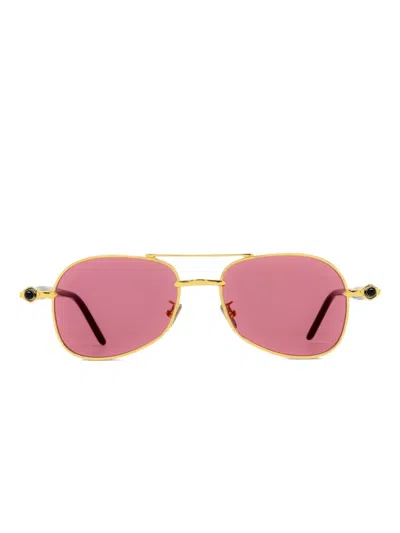Kuboraum Double-bridge Pilot-frame Sunglasses In Gold