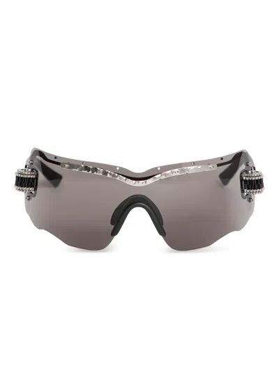 Kuboraum Embellished Mask Sunglasses In Gray