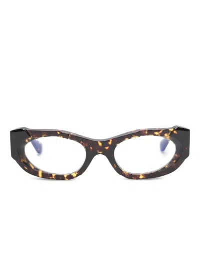 Kuboraum Geometric-frame Glasses In Brown