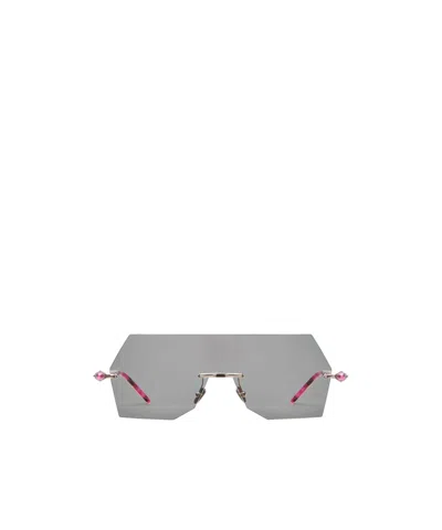 Kuboraum Geometric Sunglasses In Silver Cyclamen