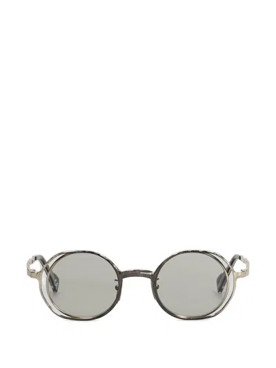 Kuboraum H11 Hammered-effect Round-frame Sunglasses In Silver