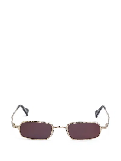 Kuboraum Hammered-effect Rectangle-frame Sunglasses In Gold