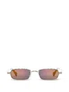Kuboraum Hammered-effect Rectangle-frame Sunglasses In Metallic