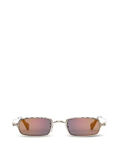 Kuboraum Hammered-effect Rectangle-frame Sunglasses In Metallic