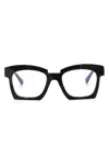 Kuboraum K5 Black Matt With Handcarved Surface Finishing Female Eyeglasses In Black