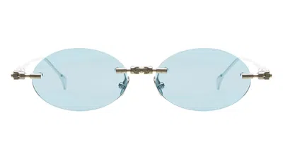 Kuboraum Mask H62 Lg - Light Gold Sunglasses In Blue