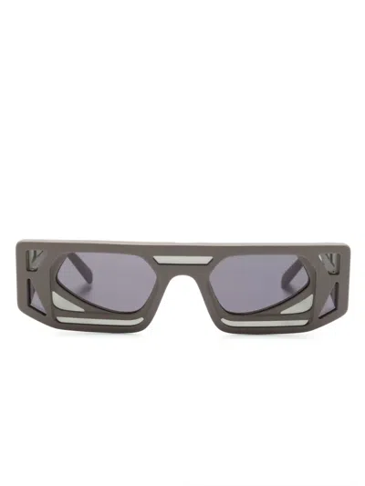 Kuboraum Mask T9 Rectangle-frame Sunglasses In Grey