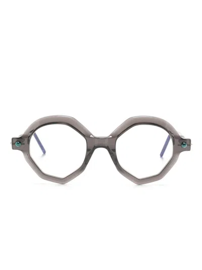 Kuboraum P18 Geometric-frame Glasses In Gray