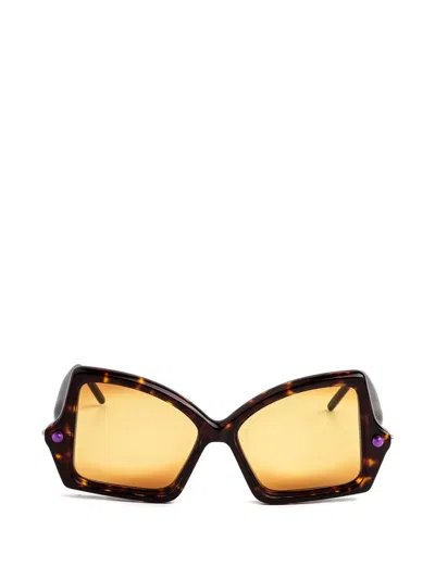 Kuboraum P30 Geometric-frame Sunglasses In Brown