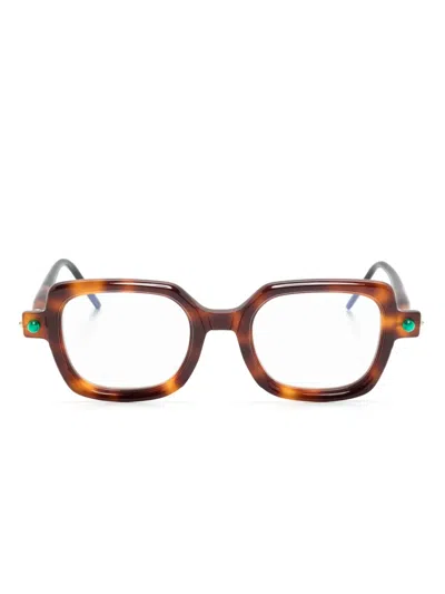 Kuboraum P4 Mgt Square-frame Glasses In Brown