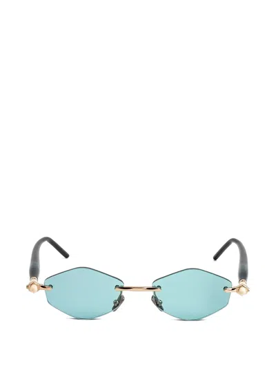 Kuboraum P60 Geometric-frame Rimless Sunglasses In Blue