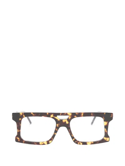 Kuboraum Patterned Geometric-frame Glasses In Brown