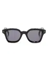 Kuboraum Q3 Embossed Square-frame Sunglasses In Black