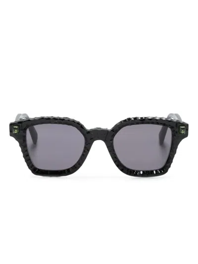 Kuboraum Q3 Embossed Square-frame Sunglasses In Black