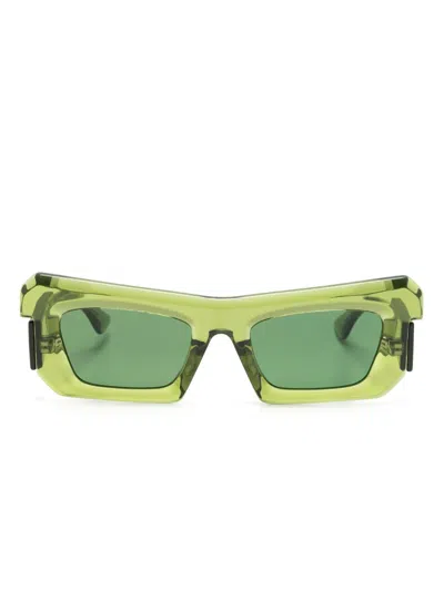 Kuboraum R2 Rectangle-frame Sunglasses In Green