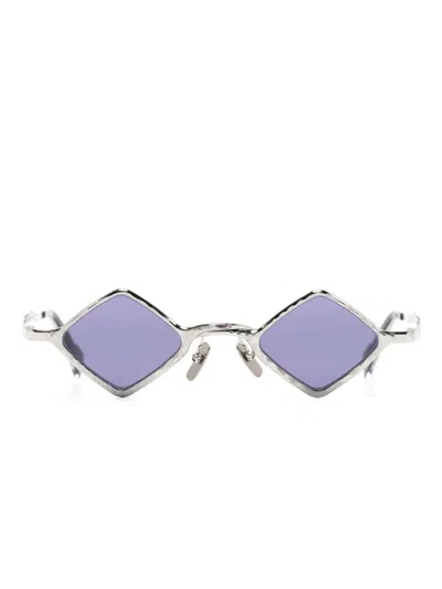 Kuboraum Sculpted-arms Geometric-frame Sunglasses In Silver