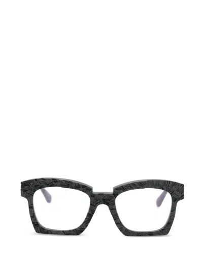 Kuboraum Textured Geometric-frame Glasses In Black
