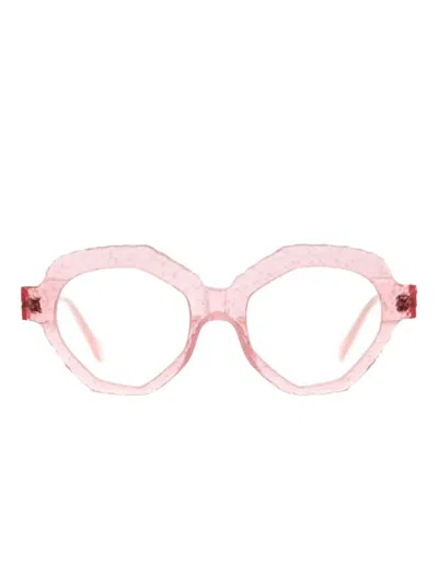 Kuboraum Textured Geometric-frame Glasses In Pink