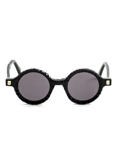 Kuboraum Textured Round Sunglasses In Black