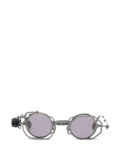 Kuboraum Textured Round-frame Sunglasses In Silver