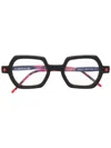 Kuboraum Tie-dye Square-frame Glasses In 黑色