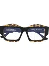 Kuboraum Tortoiseshell-effect Square-frame Glasses In Blau