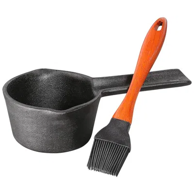 Kuchenprofi Cast Iron Basting Set W/ Saucepan & Brush, 0.4qt In Black