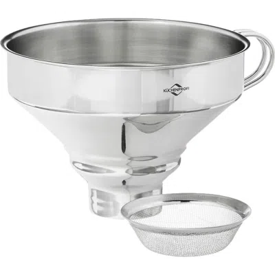 KUCHENPROFI KUCHENPROFI FUNNEL WITH MESH FILTER, STAINLESS STEEL, 5-INCH DIAMETER