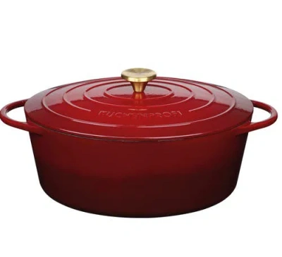 Kuchenprofi Provence Enameled Cast Iron Oval Dutch Oven, 13" L, 7.4 Qt In Red