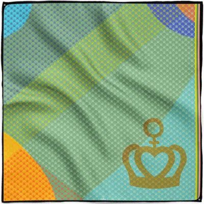 Kueen Women's Black / Blue / Red Silk Scarf - Big Crown - Park Green In Multi