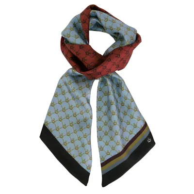 Kueen Women's Black / Blue / Red Silk Scarf - Crown Long - Light Blue - Rust In Multi