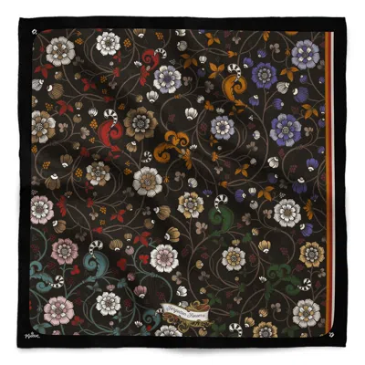 Kueen Women's Black / Grey / Red Silk Scarf - Forgotten Flowers - Black In Multi